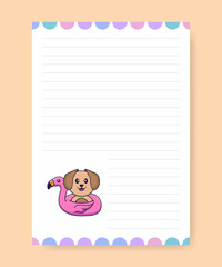 Planner page and to do list with cute dog. Cartoon vector illustration.