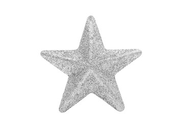 Obraz premium Silver Christmas star isolated on white background