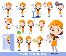 劣等感に関するファストフード店員女性のセット