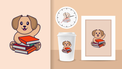 Cute dog cartoon character. Prints on T-shirts, sweatshirts, cases for mobile phones, souvenirs. Isolated vector illustration.