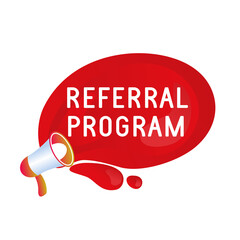 Refer friend banners. Referral program icon, marketing label and refer friends badge. Business suggestions program stickers.