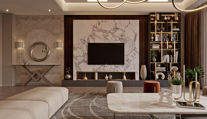 view inside modern luxury loft apartment - 3d rendering