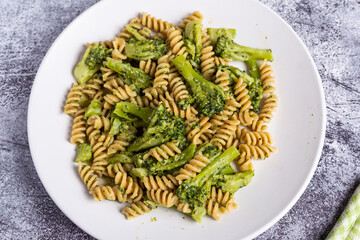 Pasta with broccoli. Healthy and tasty lunch idea.