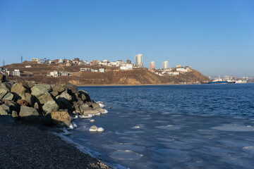 Seascape with a view of the bay. Vladivostok, Russia