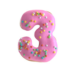 Creative art alphabet of donuts,3d rendering. Cartoon bakery sweet tasty font. Pink letters and numbers,Birthday party celebration.