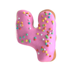 Creative art alphabet of donuts,3d rendering. Cartoon bakery sweet tasty font. Pink letters and numbers,Birthday party celebration.