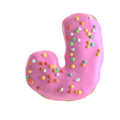 Creative art alphabet of donuts,3d rendering. Cartoon bakery sweet tasty font. Pink letters and numbers,Birthday party celebration.