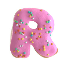 Creative art alphabet of donuts,3d rendering. Cartoon bakery sweet tasty font. Pink letters and numbers,Birthday party celebration.