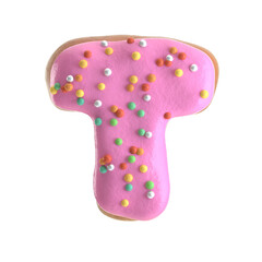 Creative art alphabet of donuts,3d rendering. Cartoon bakery sweet tasty font. Pink letters and numbers,Birthday party celebration.