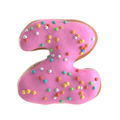 Creative art alphabet of donuts,3d rendering. Cartoon bakery sweet tasty font. Pink letters and numbers,Birthday party celebration.