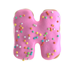 Creative art alphabet of donuts,3d rendering. Cartoon bakery sweet tasty font. Pink letters and numbers,Birthday party celebration.