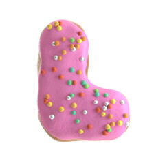 Creative art alphabet of donuts,3d rendering. Cartoon bakery sweet tasty font. Pink letters and numbers,Birthday party celebration.