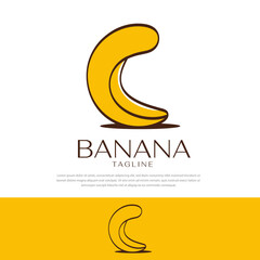 Banana fruit logo Vector illustration for food and drink, restaurant and bar, menu, fruit market.