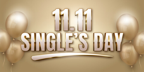 Realistic single's day sale background illustration