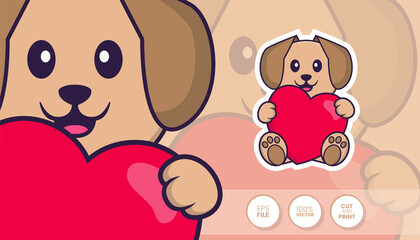 Hand drawn illustration of Cute dog. Cartoon character concept - Stickers