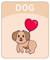 Alphabet flashcard with Cute dog cartoon character.