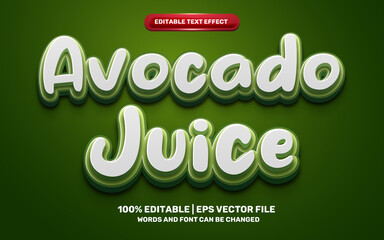 avocado juice fresh nature drink 3d logo template editable text effect style