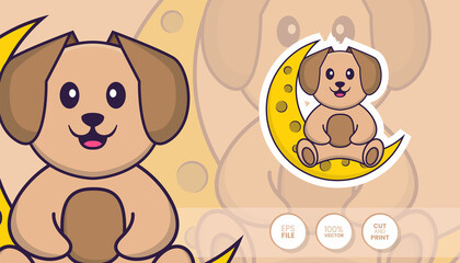 Hand drawn illustration of Cute dog. Cartoon character concept - Stickers