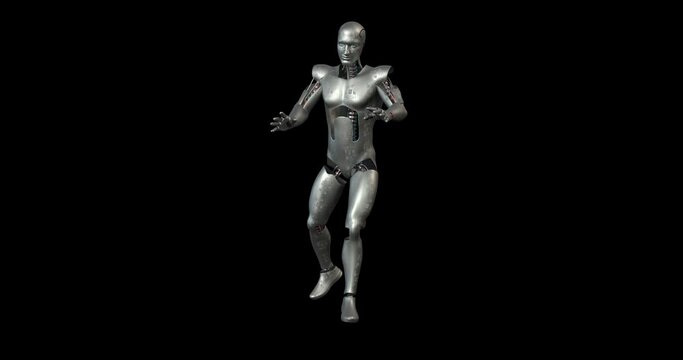 Joyful Futuristic AI Robot Dancing. Feels Happy. Luma Channel. Technology And Space Related 3D Animation.