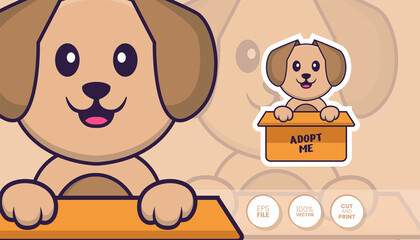 Hand drawn illustration of Cute dog. Cartoon character concept - Stickers