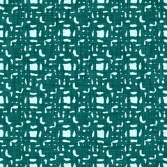Aegean teal mottled rustic circle linen texture background. Summer dotted coastal living style. Light turquoise blue cloth effect textile seamless pattern. Washed out beach cottage fabric material. 
