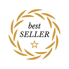 Fototapeta na wymiar Best seller award icon badge, top quality logo, premium emblem stamp with laurel wreath