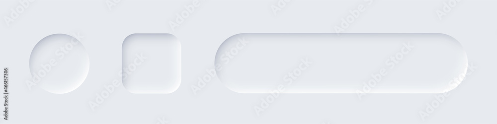 Poster Neumorphism button design set, slider element for website, mobile app menu and navigation