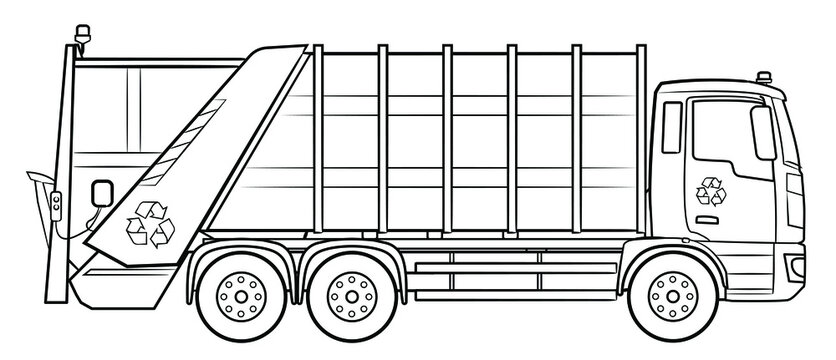 Garbage truck - vector illustration of a vehicle.
