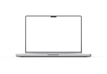 Laptop blank screen display mockup 3d rendering front view on the white background
