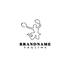 cheerleader logo cartoon icon design template black vector illustration