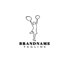 cheerleader logo cartoon icon design template black flat vector illustration