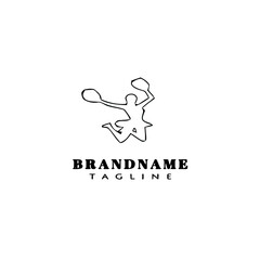 cheerleader logo cartoon icon design template black cute vector illustration