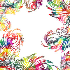 Fototapeta na wymiar Multi-colored abstract background of lines and butterflies. Vector illustration