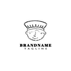 cute chef logo cartoon icon design template black isolated vector illustration