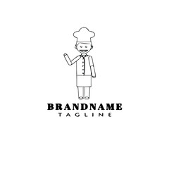 chef logo cartoon icon design template black isolated vector illustration