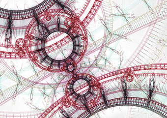 Mechanical fractal, abstract steampunk background