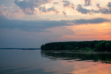 Warm summer sunset on the Volga River