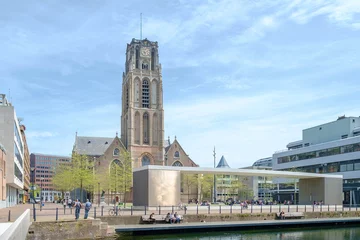 Foto auf Acrylglas Grote- or Sint Laurenskerk at the Grote Kerkplein in Rotterdam, Zuid-Holland Province, The Netherlands © Holland-PhotostockNL