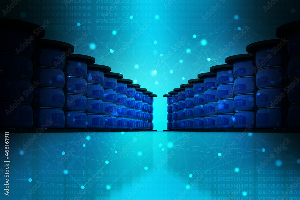 Poster 3d rendering database storage data base
