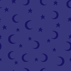 seamless pattern, moon and stars