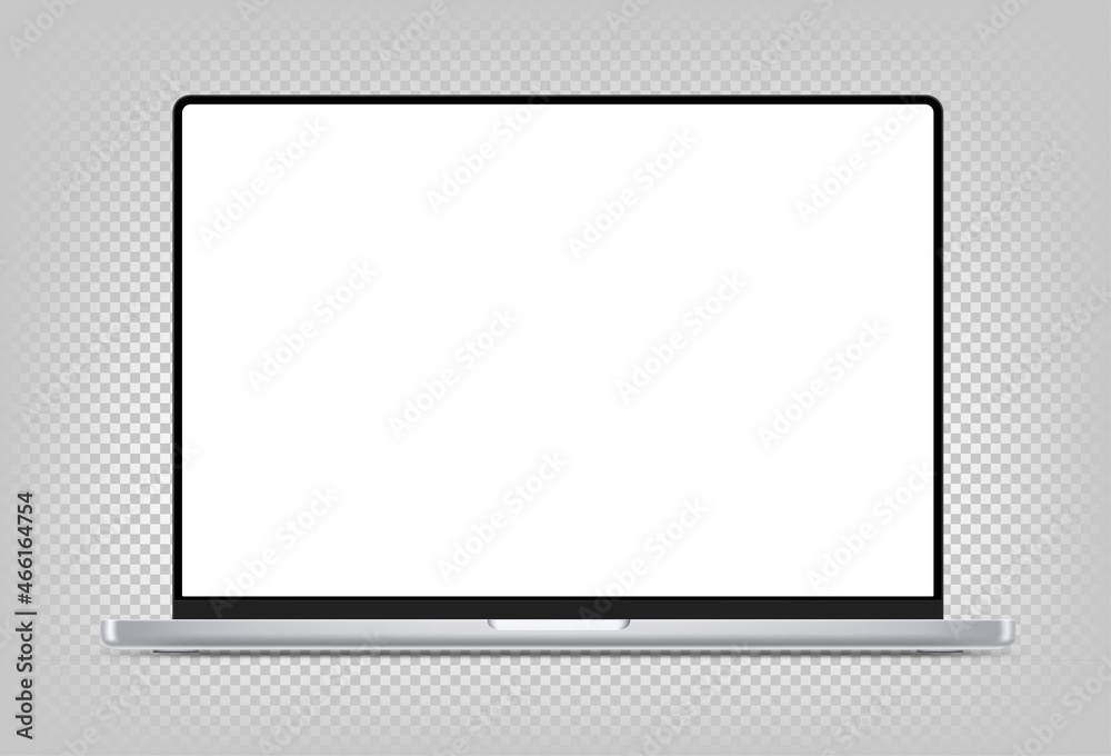 Aufkleber Modern thin frame laptop computer vector 3d mockup with shadow isolated on transparent background