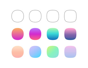 Super ellipse trendy shapes set isolated on white background. Template for modern trendy icons