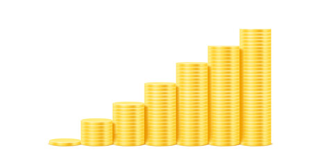Step by step to earnings concept. Golden coins stacks vector illustration