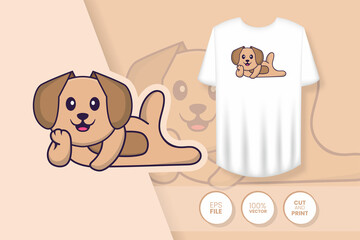 Cute dog cartoon character. Prints on T-shirts, sweatshirts, cases for mobile phones, souvenirs. Isolated vector illustration.