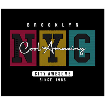 New York City cool amazing typography t-shirt graphics, vectors