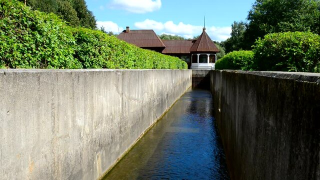 Old rural hydroelectric power station, one of the first rural hydroelectric power plants in the USSR. Yaropolets, Moscow region, Russia
