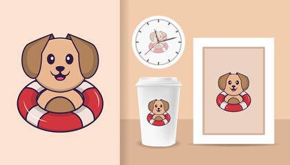 Cute dog cartoon character. Prints on T-shirts, sweatshirts, cases for mobile phones, souvenirs. Isolated vector illustration.
