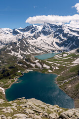 landscape mountain between Ceresole Reale and the Nivolet hill around serrù lake, Agnel lake, Nivolet lake in Piedmont in Italy