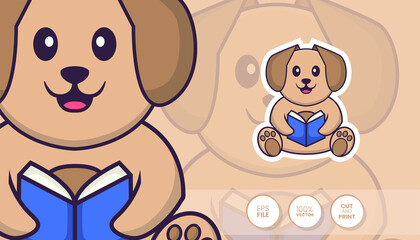 Hand drawn illustration of Cute dog. Cartoon character concept - Stickers