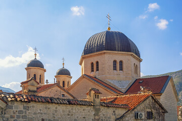 Religious architecture. Montenegro, Old Town of Kotor. Domes ofOrthodox Church of St. Nicholas